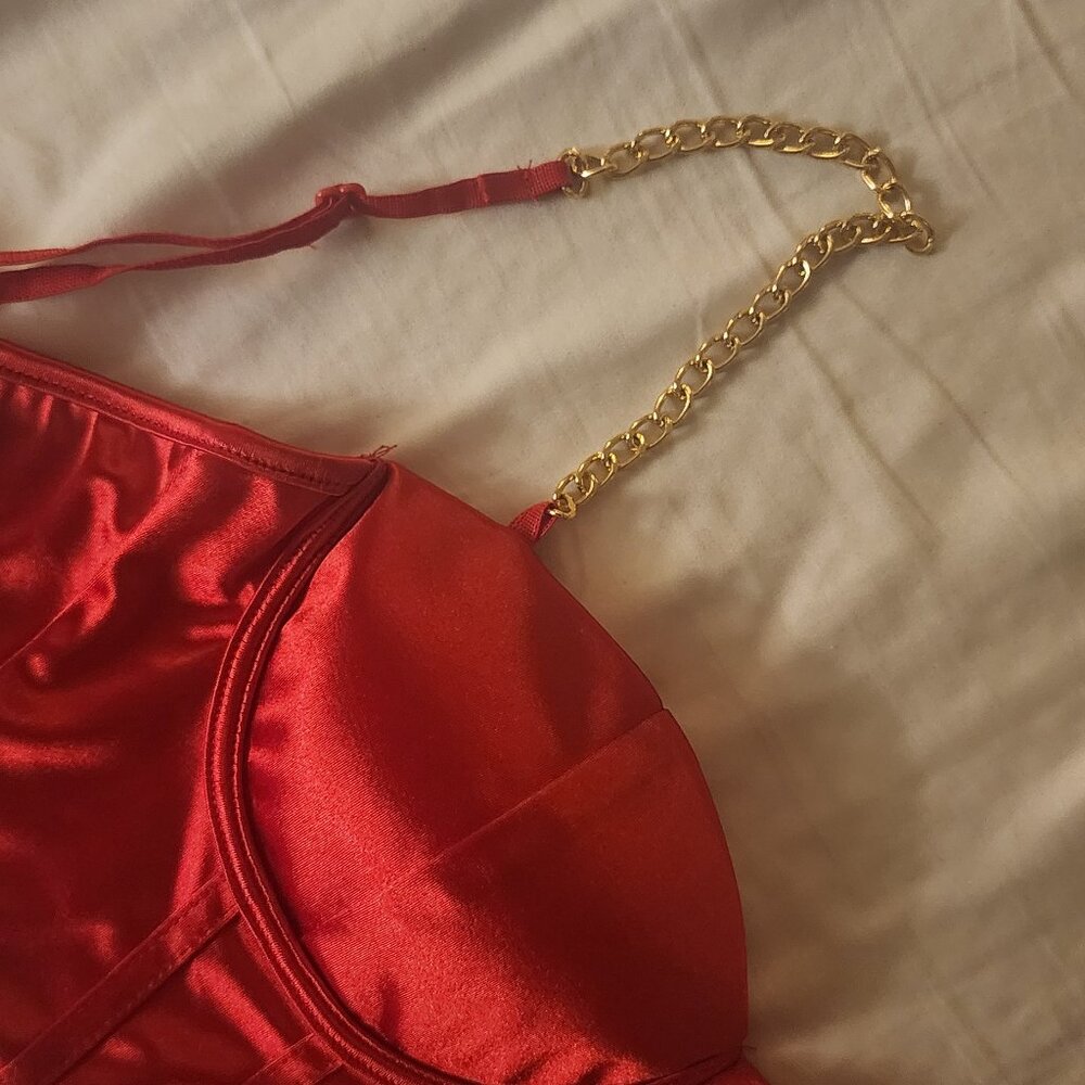 Silky red corset top - Picture 6 of 6